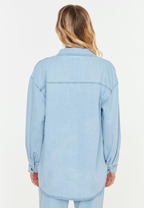 Trendyol - Basic denim shirt - blue