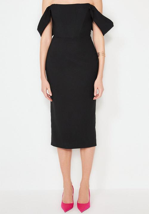 Trendyol - Bodycon corset detailed woven elegant evening  dress - black