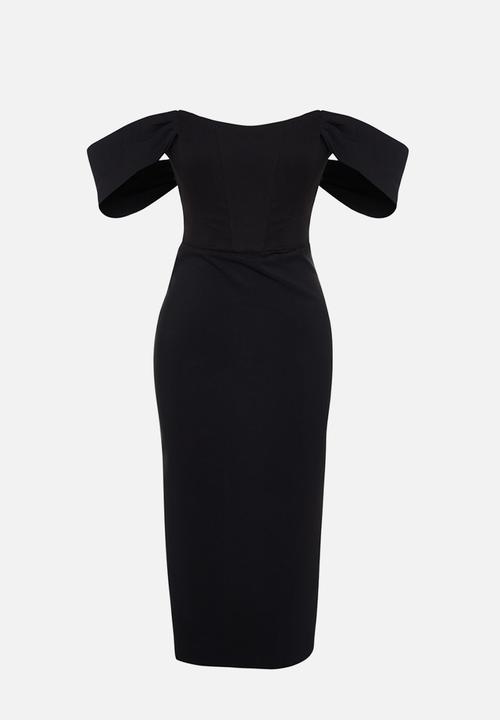 Trendyol - Bodycon corset detailed woven elegant evening  dress - black