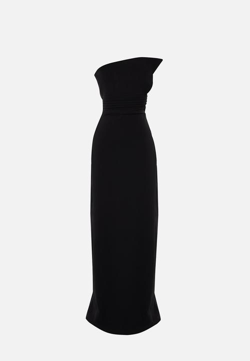 Trendyol - One shoulder woven long elegant evening night graduation dress  - black