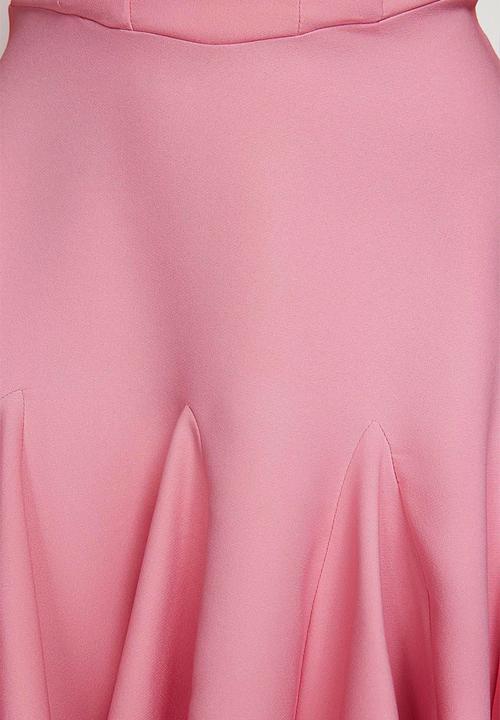 Trendyol - A-line corset piping woven short evening  dress  - pink