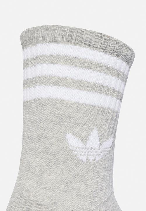 adidas Originals - 3-Stripes Crew Socks 3 Pairs - White/Grey/Black