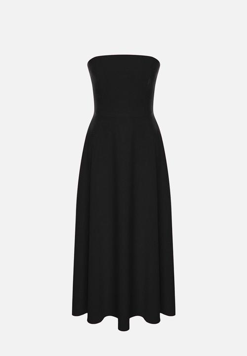 Trendyol - A-line strapless woven elegant evening prom dress  - black