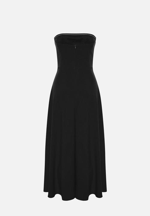 Trendyol - A-line strapless woven elegant evening prom dress  - black