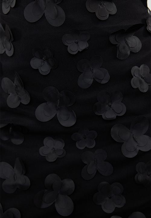 Trendyol - 3d floral woven skirt  - black