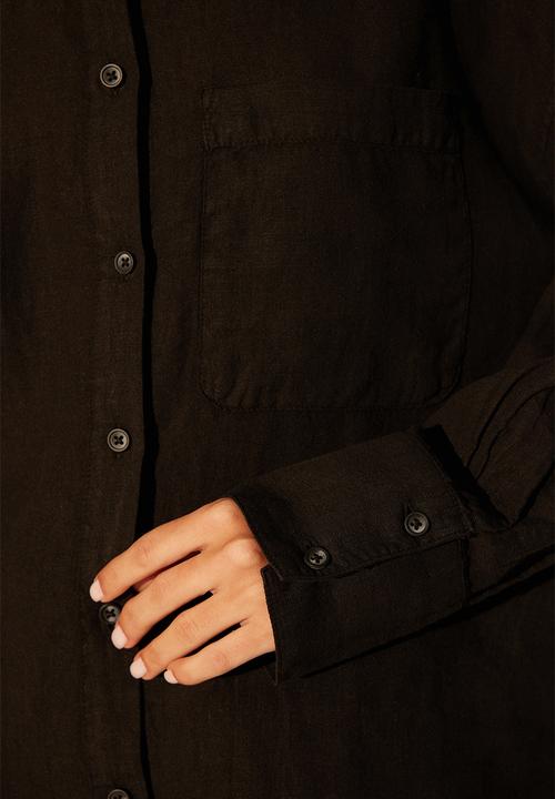 Trendyol - Linen oversize shirt  - black