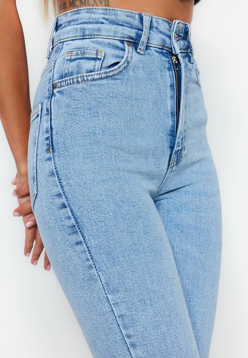 Trendyol - Sustainable high waist flare jeans  - light blue