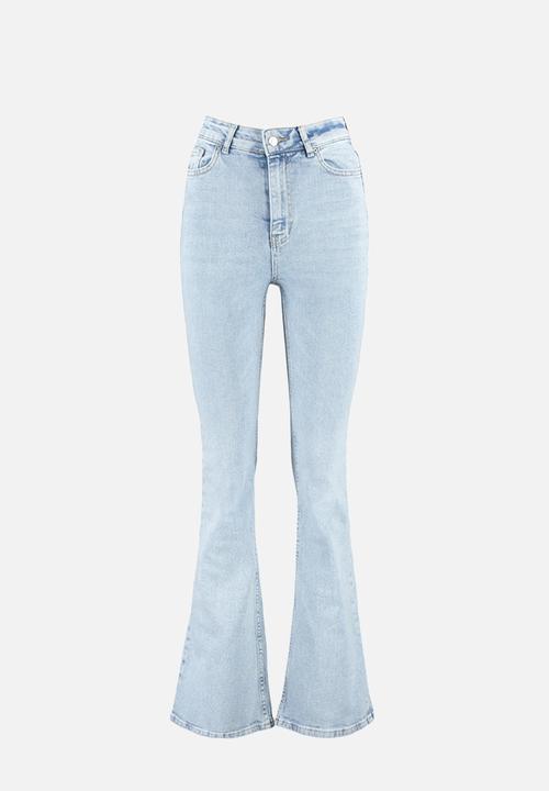 Trendyol - Sustainable high waist flare jeans  - light blue