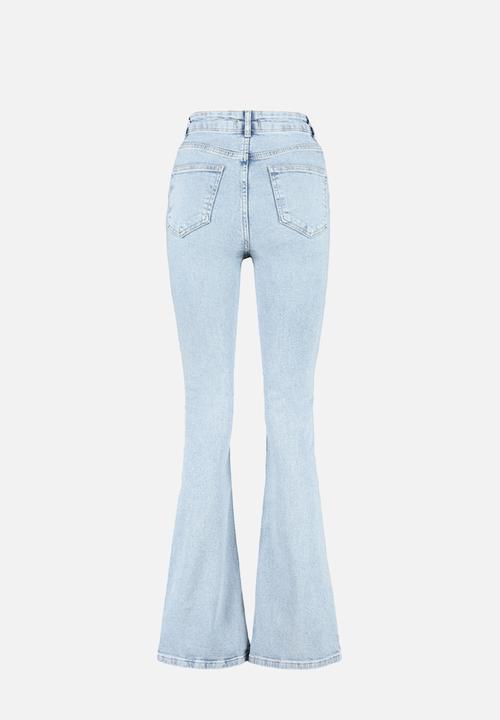 Trendyol - Sustainable high waist flare jeans  - light blue