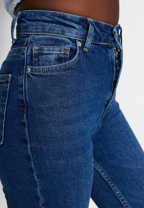 Trendyol - Sustainable high waist flare jeans  - dark blue