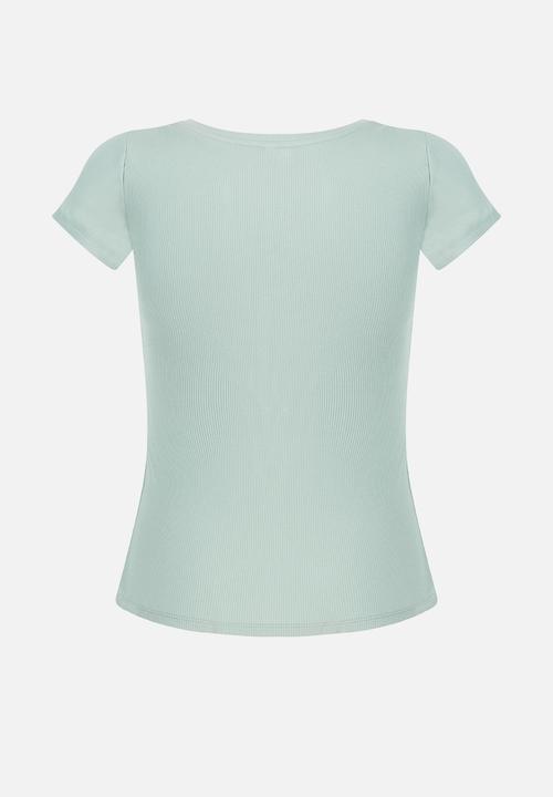 Hunkemoller - Top Ss Rib Jersey V-Neck - green