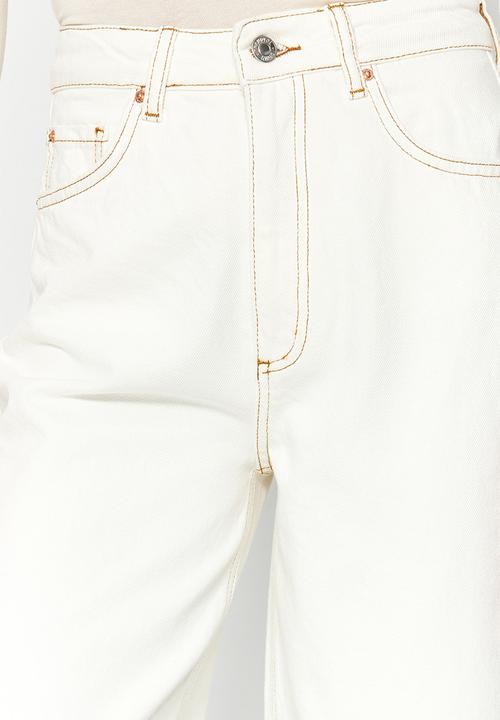Trendyol - High waist barrel baggy jeans  - white