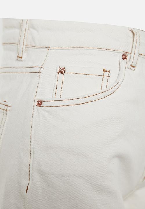 Trendyol - High waist barrel baggy jeans  - white
