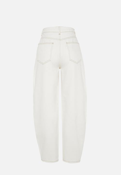 Trendyol - High waist barrel baggy jeans  - white