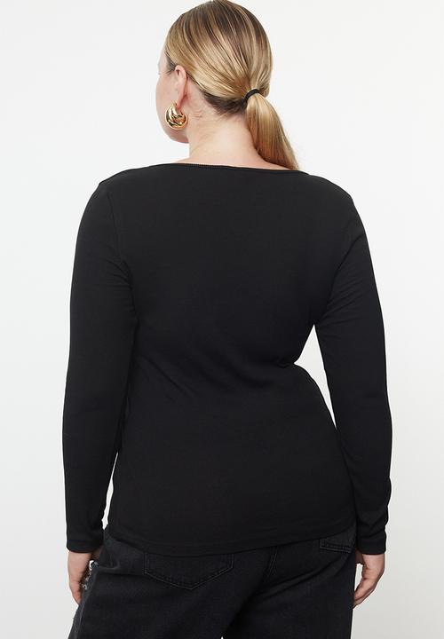 Trendyol - Plus size camisole knitted plus size blouse  - black