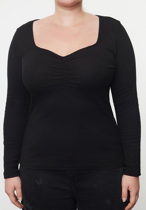Trendyol - Plus size camisole knitted plus size blouse  - black