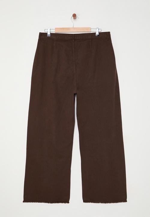 Trendyol - Plus size high waist wide leg plus size wide leg jeans - brown