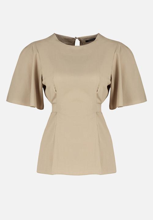 Trendyol - Plus size tie detailed blouse - beige