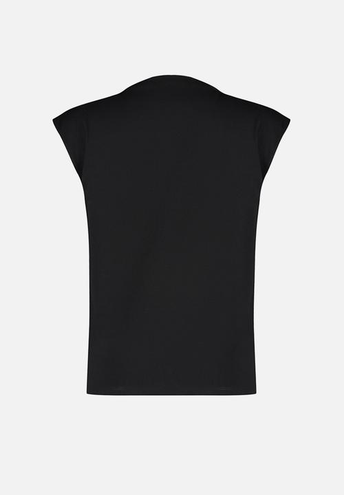 Trendyol - Boat neck drapey knitted t-shirt  - black