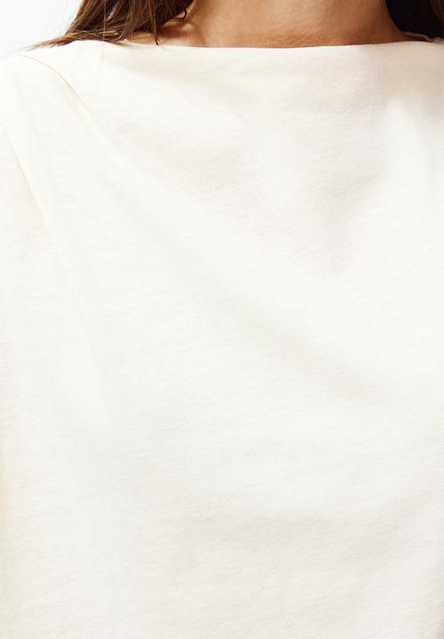 Trendyol - Boat neck drapey knitted t-shirt  - stone