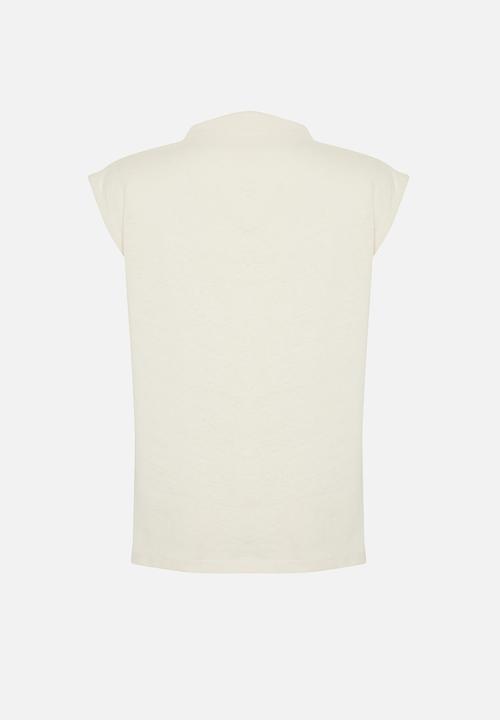 Trendyol - Boat neck drapey knitted t-shirt  - stone
