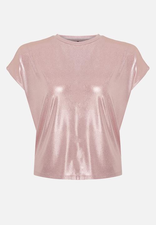 Trendyol - Plus size metallic print knitted blouse  - powder