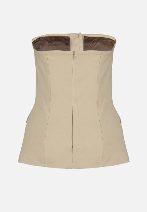 Trendyol - Premium strapless regular woven vest  - beige