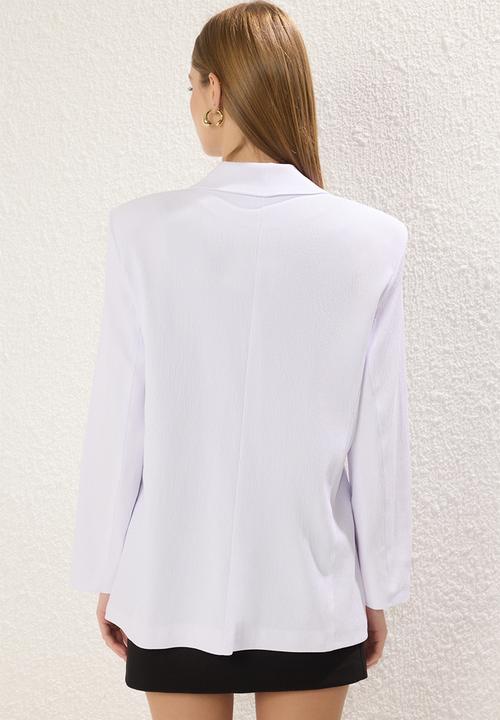 Trendyol - Padded oversize blazer jacket  - white