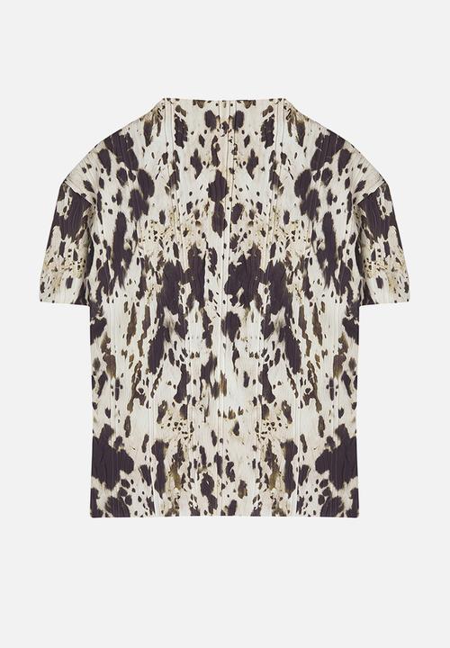 Trendyol - Plus size animal pattern pleated knitting plus size blouse - multi-colored