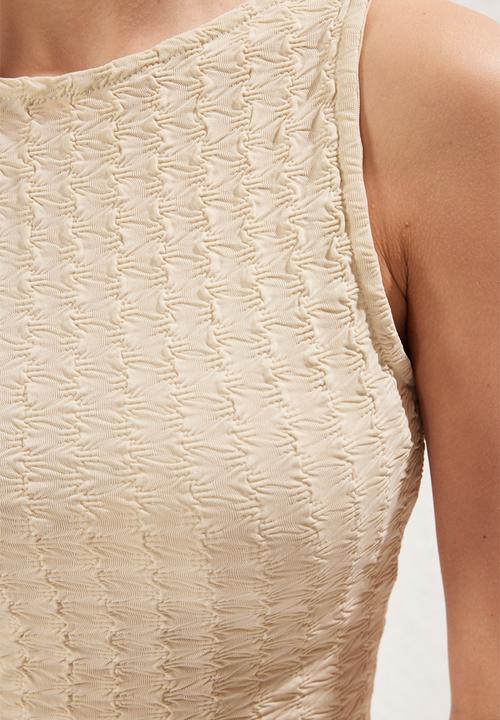 Trendyol - Backless Midi Textured Fitted Stretch Knit - Beige