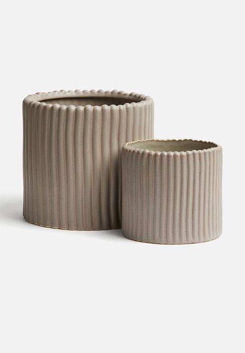 H&M - Large stoneware plant pot - greige