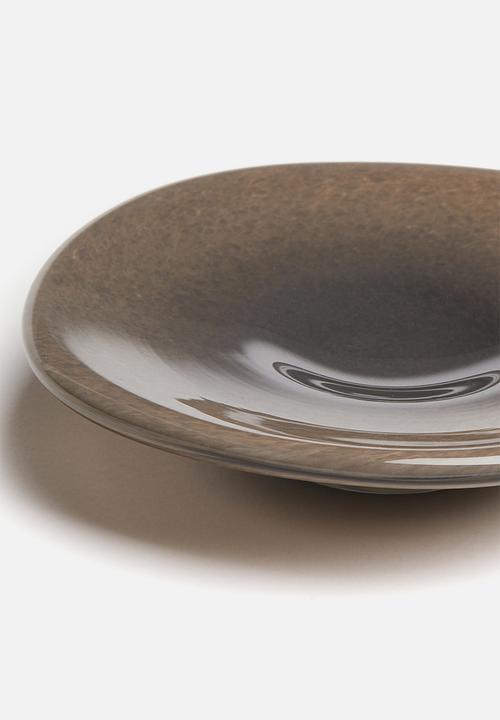 H&M - Small glass tray - dark dusty brown
