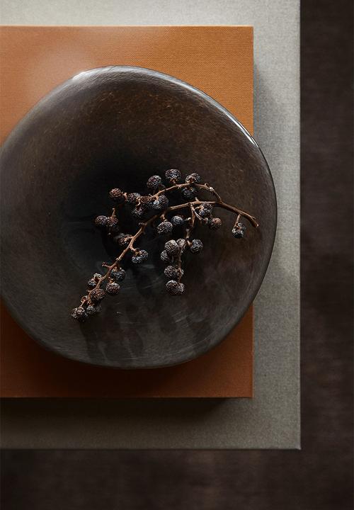 H&M - Small glass tray - dark dusty brown