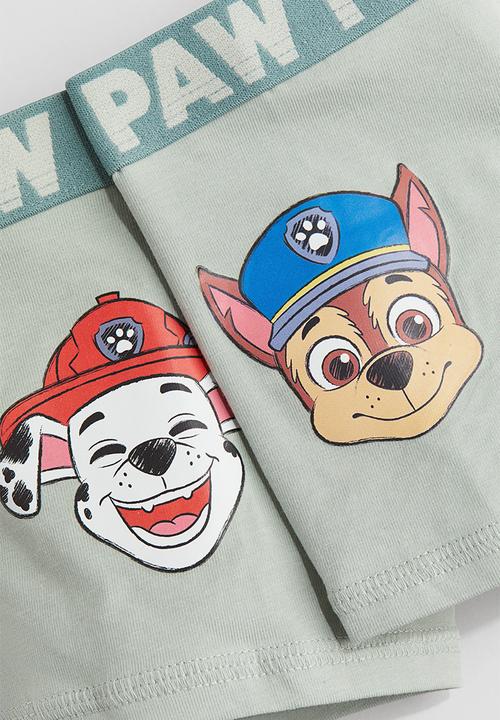 H&M - 5 pack trunks - light green & vpaw patrol 