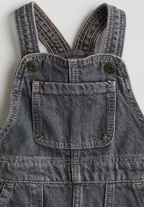 H&M - 2 piece dungaree and top set - dark grey & white