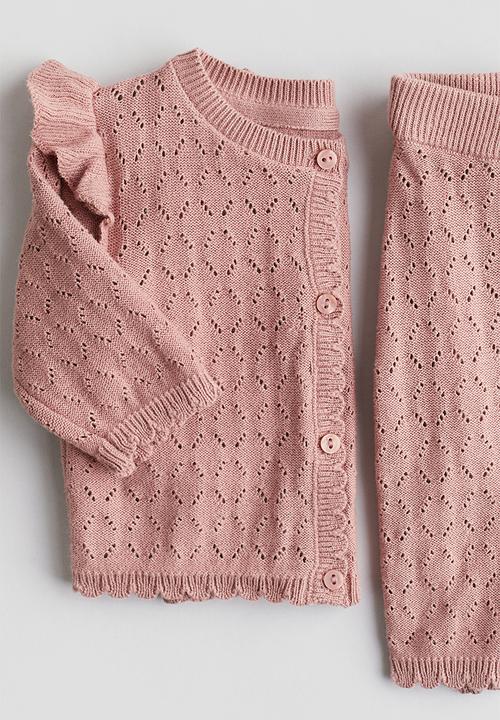 H&M - 2 piece fine-knit set - dusty pink
