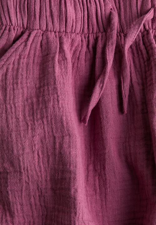 H&M - Cotton muslin shorts - plum
