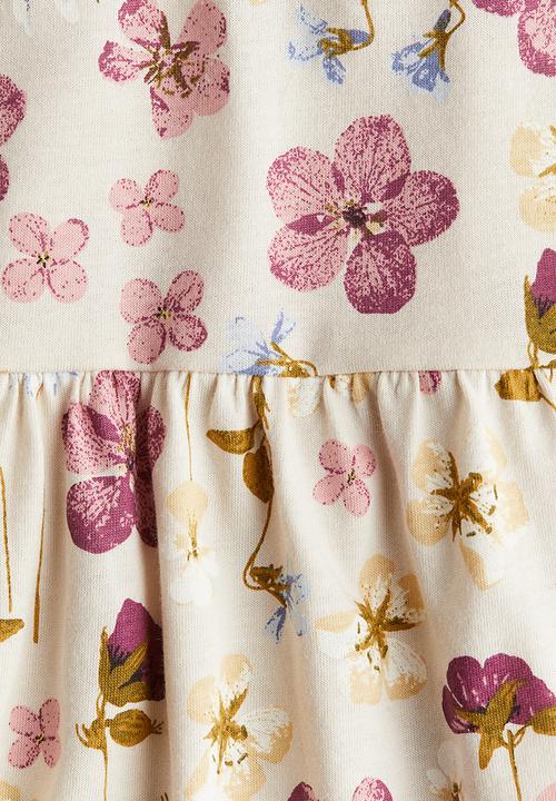 H&M - Patterned jersey dress - light beige floral 