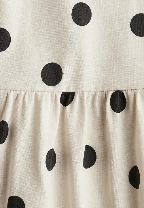 H&M - Patterned jersey dress - light beige spotted 