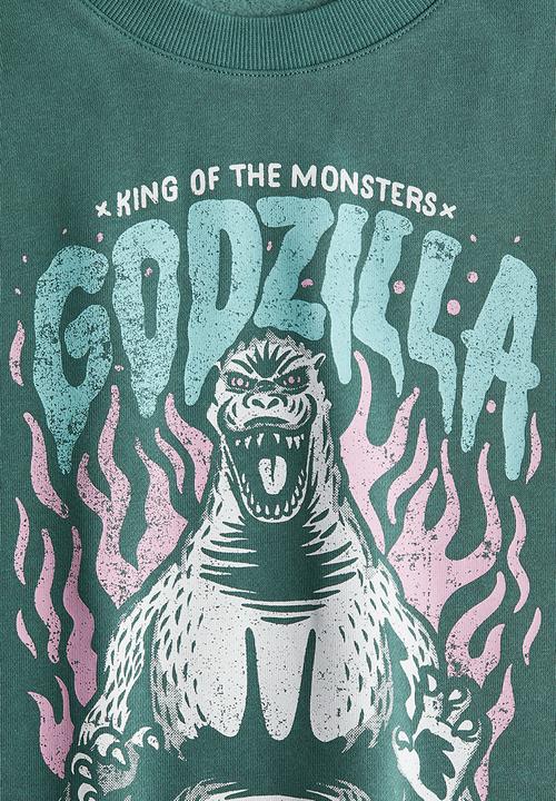 H&M - Printed sweatshirt - green godzilla
