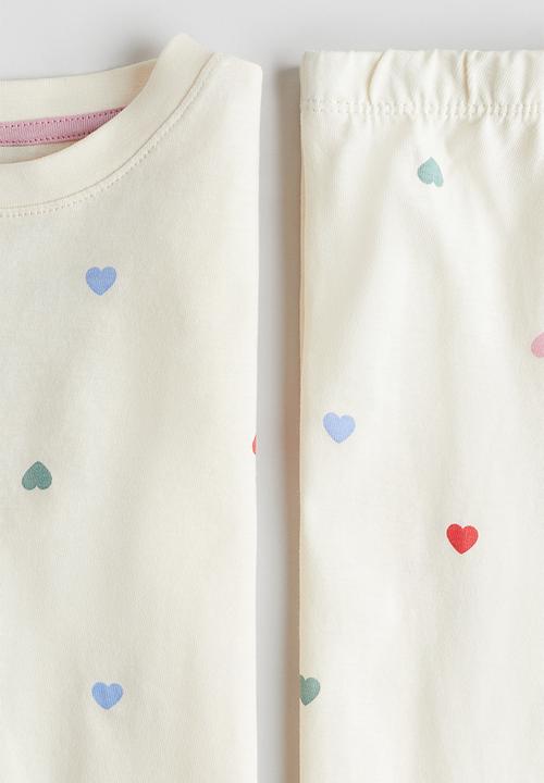 H&M - Printed cotton pyjamas - cream hearts