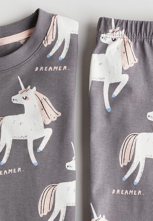 H&M - Printed cotton pyjamas - dark grey unicorns