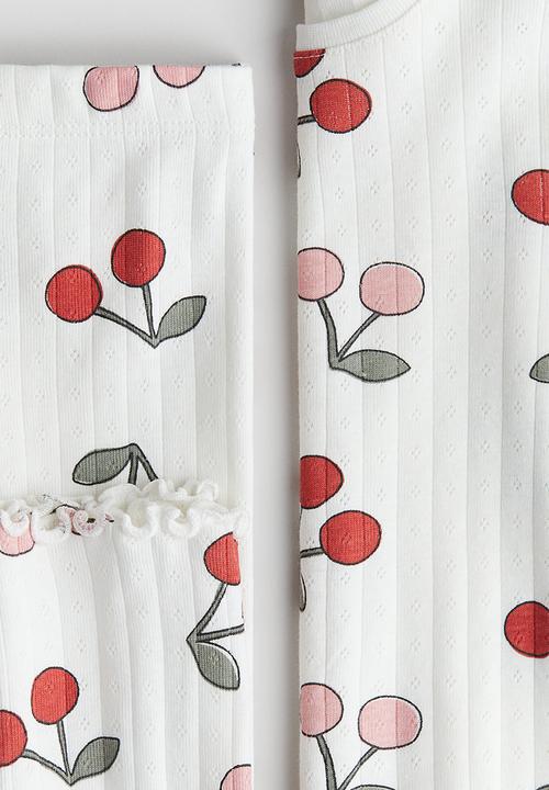 H&M - Ribbed cotton pyjamas - white cherries