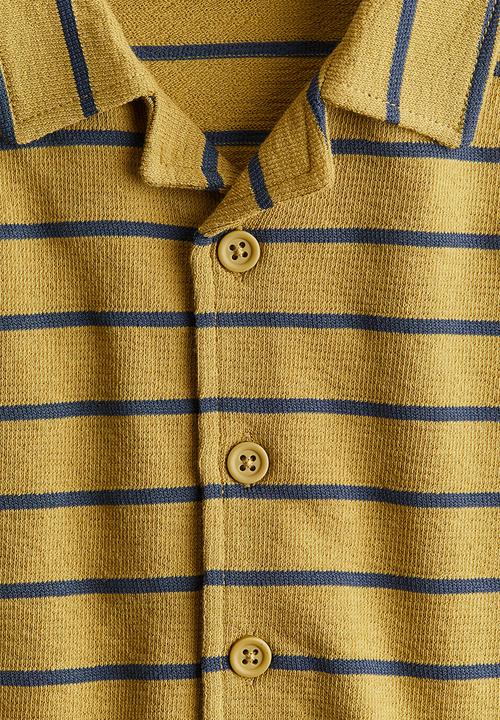 H&M - Sweatshirt resort shirt - dark yellow striped