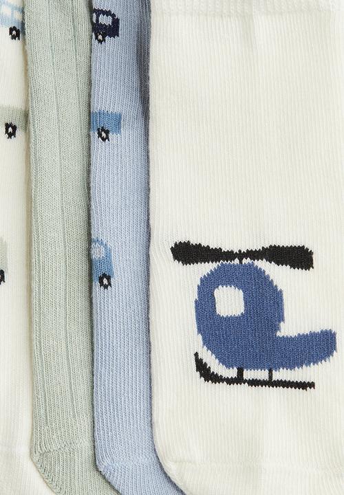 H&M - 4-pack socks - green,white,blue,multi