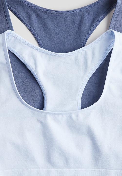 H&M - 2-Pack seamless tops - light blue & dark blue
