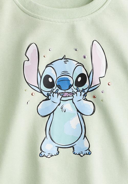 H&M - Printed sweatshirt dress - mint green lilo & stitch 