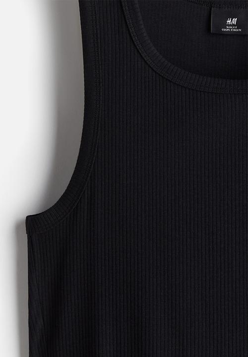H&M - Slim fit ribbed vest top - black