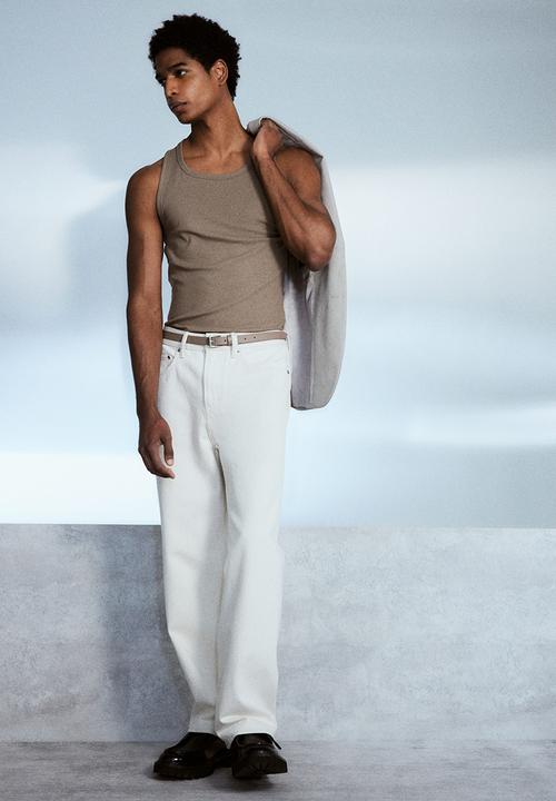 H&M - Slim fit ribbed vest top - dark beige