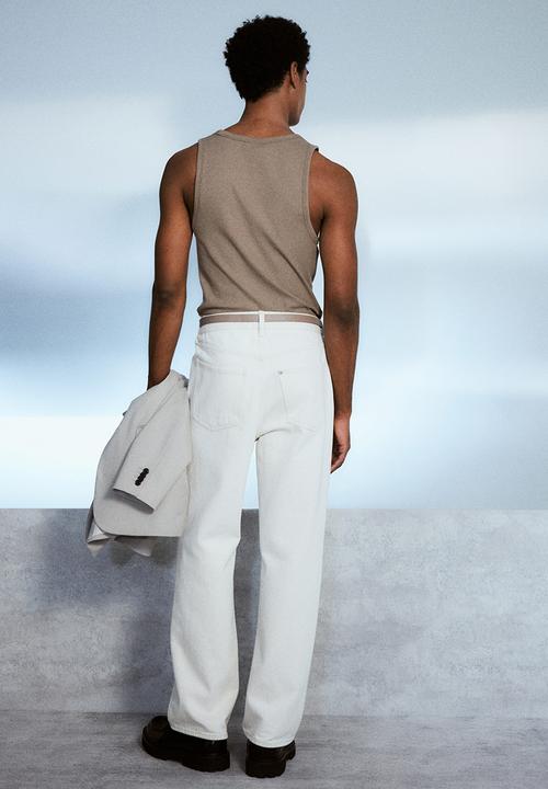 H&M - Slim fit ribbed vest top - dark beige